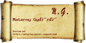 Materny Győző névjegykártya